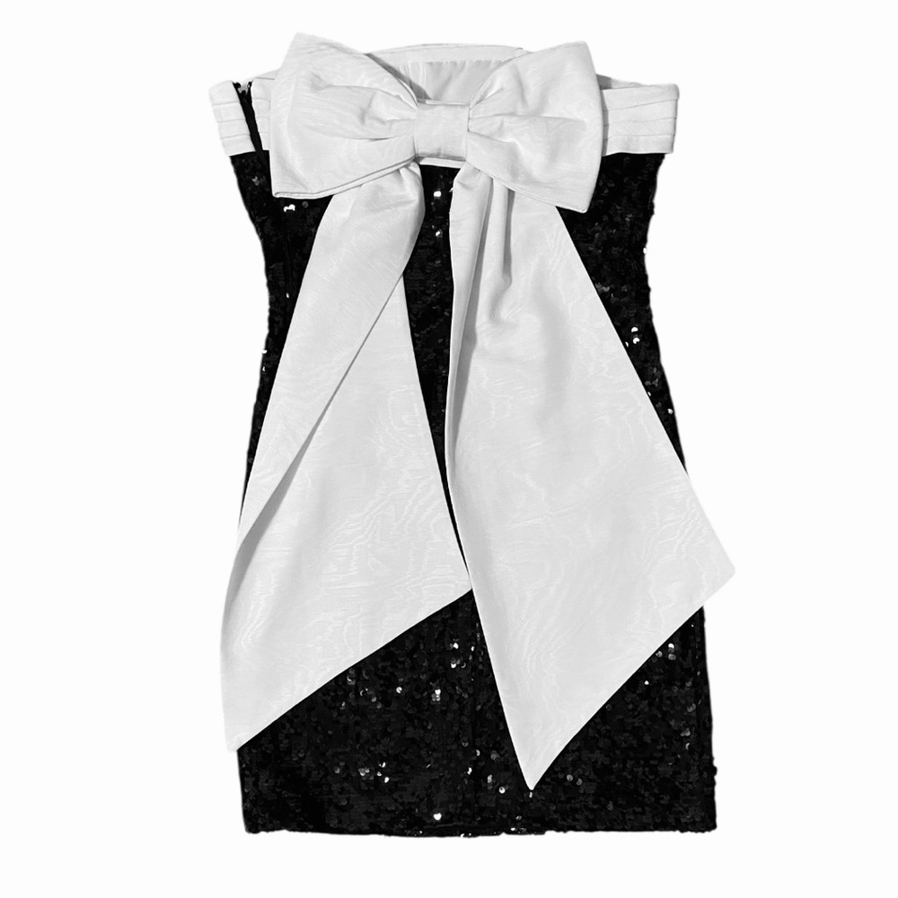 NWT Alice + Olivia Sibella Embellished Strapless Bow Back Mini Dress Size 8 - Picture 8 of 9